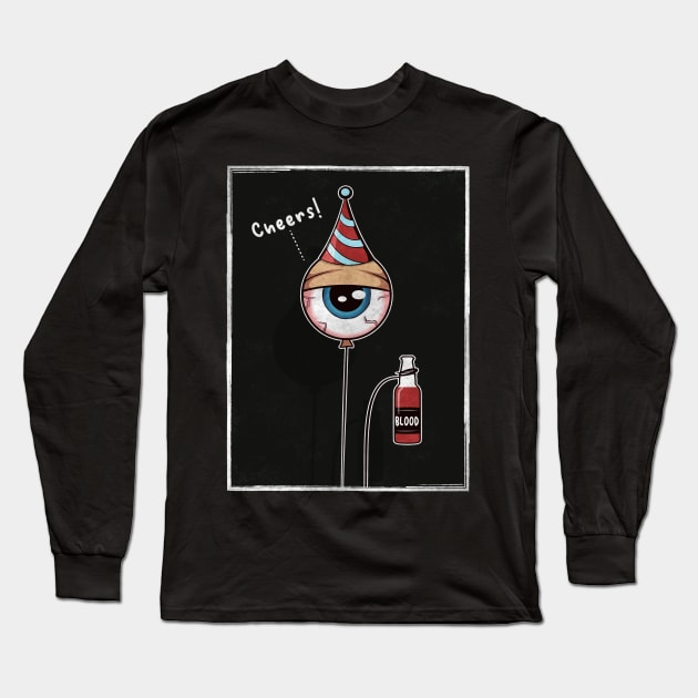 Weirdcore Aesthetic Drunk Eyeball In Birthday Hat Long Sleeve T-Shirt by Alex21